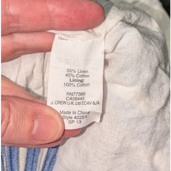 J. Crew Skirt 2 Women's Blue White Striped Linen Cotton Sidewalk Mini Pockets - Picture 6 of 6